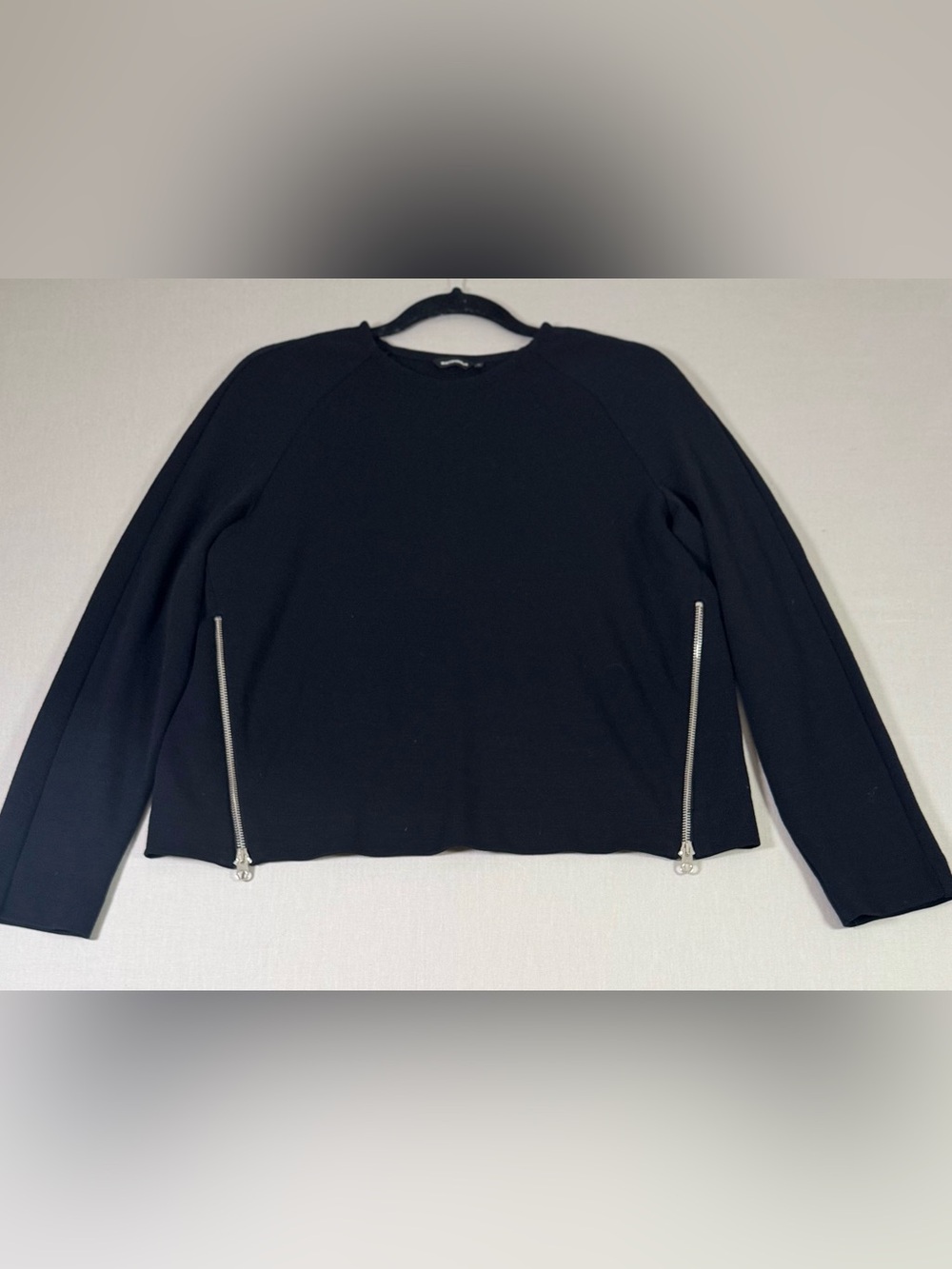 Marimekko Zak Black Wool Blend Side Zip Pullover Sweater M